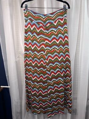 Avanti Chevron Maxi Skirt in Green, Red, Blue, White